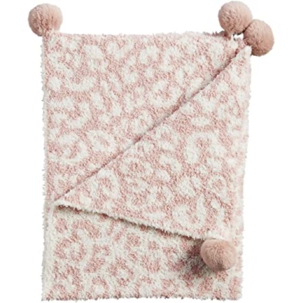 Pink Leopard Mudpie Barefoot Dreams Baby Blanket